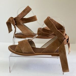Louise et Cie Lace-up Brown Suede Flat Sandals-Size 5-Final Clearance Price